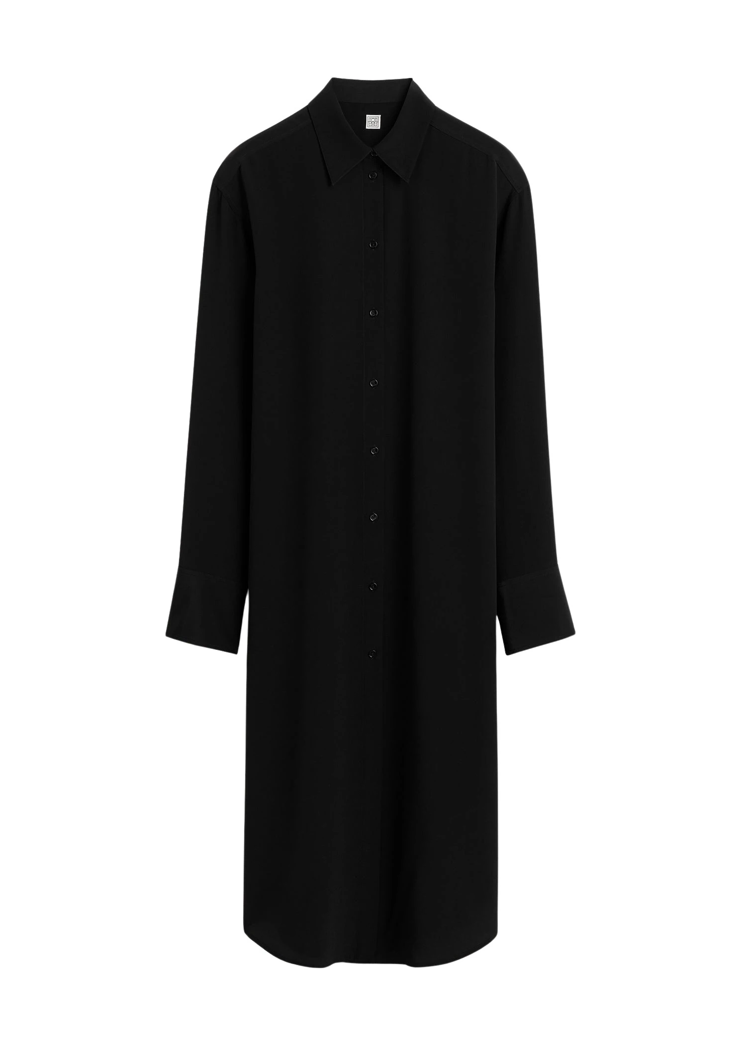 Toteme-Silk-shirtdress-in-Black67984_nobg Totême Silk shirtdress in Black - Dresses - Scandinavian Minimalist Luxury at Luxury Shoes