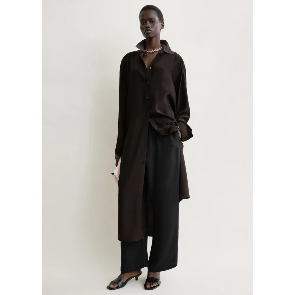 Totême Silk shirtdress in Brown - Dresses - Scandinavian Minimalist Luxury at Luxury Shoes 