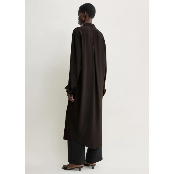 Totême Silk shirtdress in Brown - Dresses - Scandinavian Minimalist Luxury at Luxury Shoes 