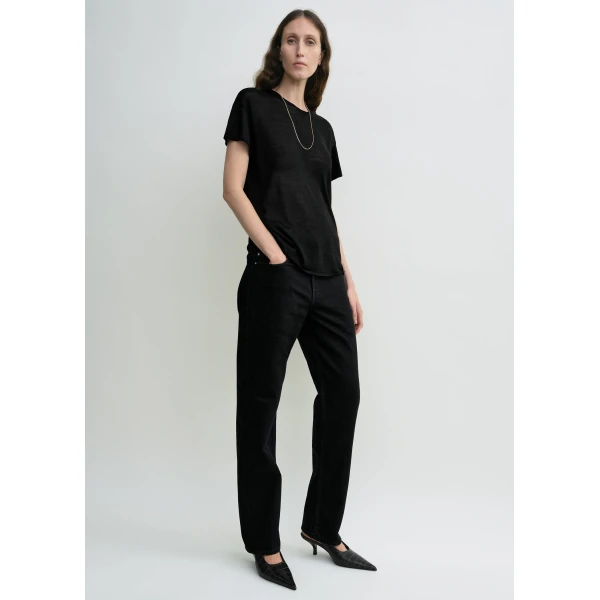Totême Silk tee in Black - Knitwear - Scandinavian Minimalist Luxury at Luxury Shoes 