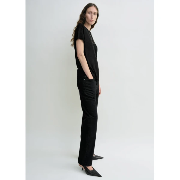 Totême Silk tee in Black - Knitwear - Scandinavian Minimalist Luxury at Luxury Shoes 