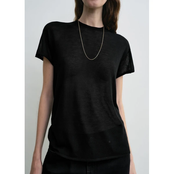 Totême Silk tee in Black - Knitwear - Scandinavian Minimalist Luxury at Luxury Shoes 