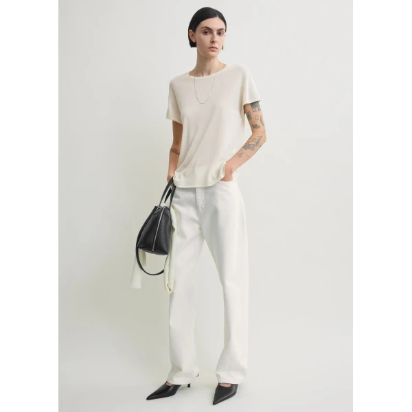 Totême Silk tee in Ecru - Knitwear - Scandinavian Minimalist Luxury at Luxury Shoes 