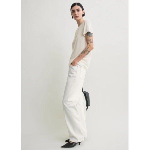 Totême Silk tee in Ecru - Knitwear - Scandinavian Minimalist Luxury at Luxury Shoes 