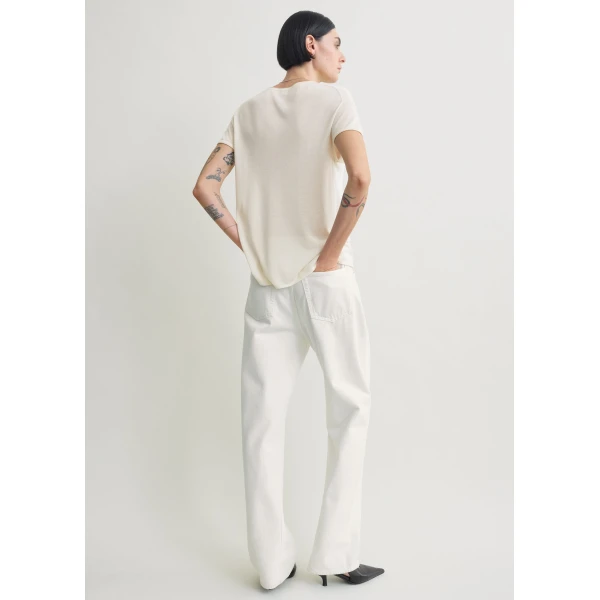 Totême Silk tee in Ecru - Knitwear - Scandinavian Minimalist Luxury at Luxury Shoes 