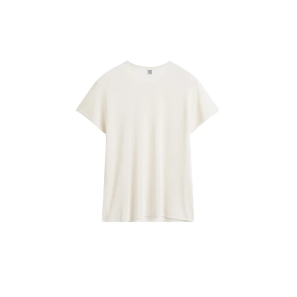 Totême Silk tee in Ecru - Knitwear - Scandinavian Minimalist Luxury at Luxury Shoes 