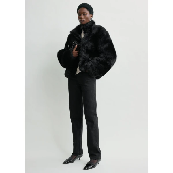 Totême Silky shearling jacket in Black - Jackets - Scandinavian Minimalist Luxury at Luxury Shoes 