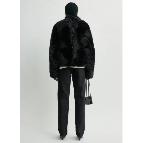 Totême Silky shearling jacket in Black - Jackets - Scandinavian Minimalist Luxury at Luxury Shoes 