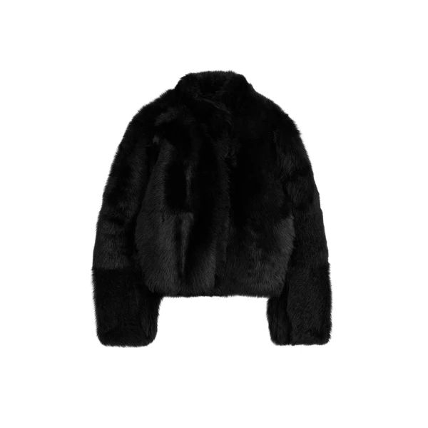 Totême Silky shearling jacket in Black - Jackets - Scandinavian Minimalist Luxury at Luxury Shoes 