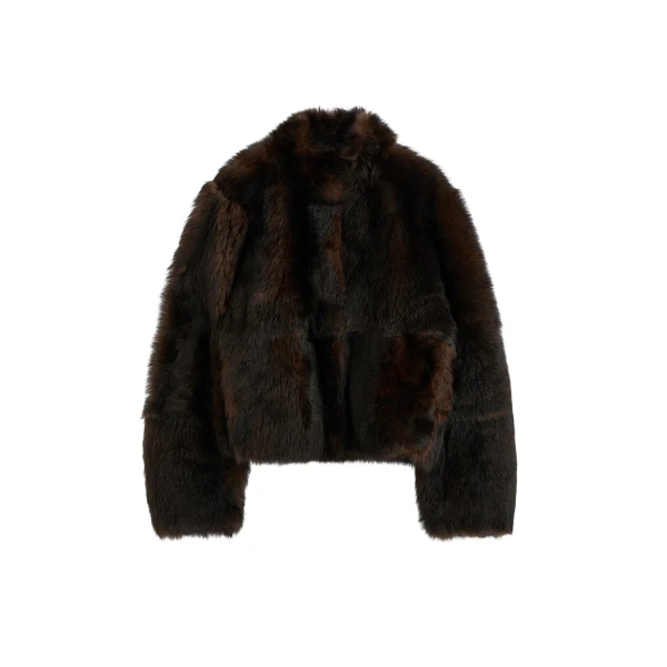 Totême Silky shearling jacket in Dark brown - Jackets - Scandinavian Minimalist Luxury at Luxury Shoes 