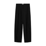 Totême Single pleat cotton trousers in Black - Pants - Scandinavian Minimalist Luxury at Luxury Shoes 