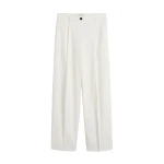 Totême Single pleat cotton trousers in White - Pants - Scandinavian Minimalist Luxury at Luxury Shoes 