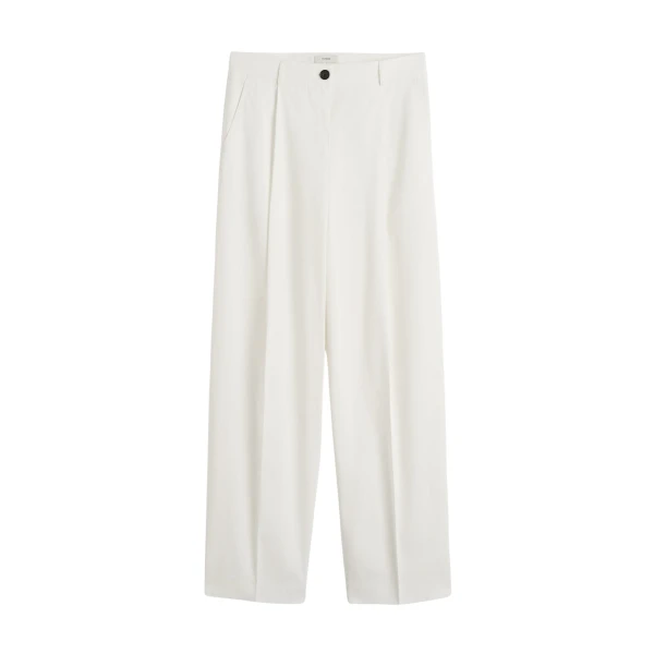 Totême Single pleat cotton trousers in White - Pants - Scandinavian Minimalist Luxury at Luxury Shoes 