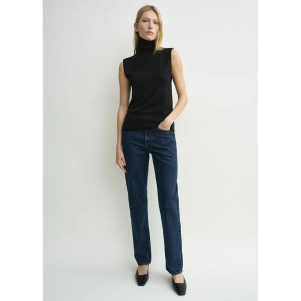 Totême Sleeveless fine turtleneck in Black - Knitwear - Scandinavian Minimalist Luxury at Luxury Shoes 