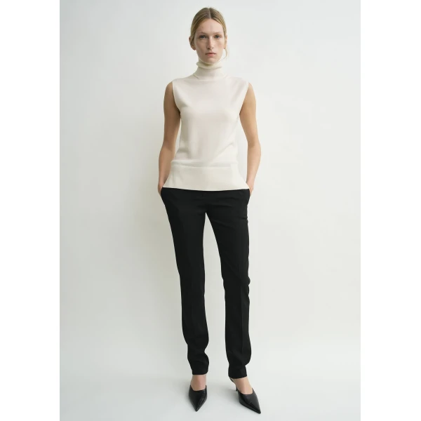 Totême Sleeveless fine turtleneck in Ecru - Knitwear - Scandinavian Minimalist Luxury at Luxury Shoes 