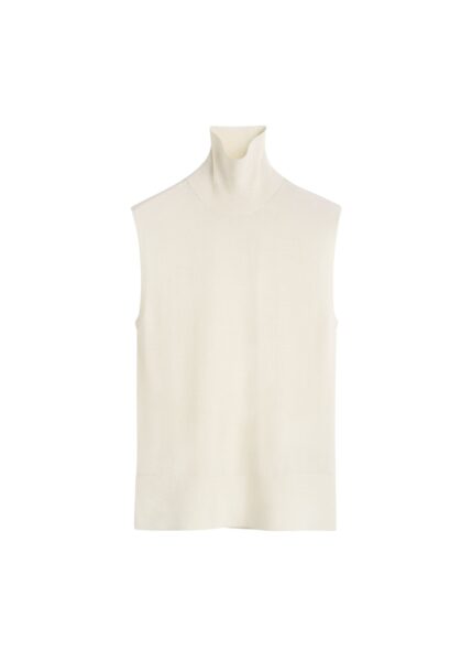 Totême Sleeveless fine turtleneck in Ecru - Knitwear - Scandinavian Minimalist Luxury at Luxury Shoes 