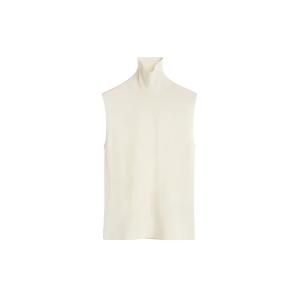 Totême Sleeveless fine turtleneck in Ecru - Knitwear - Scandinavian Minimalist Luxury at Luxury Shoes 
