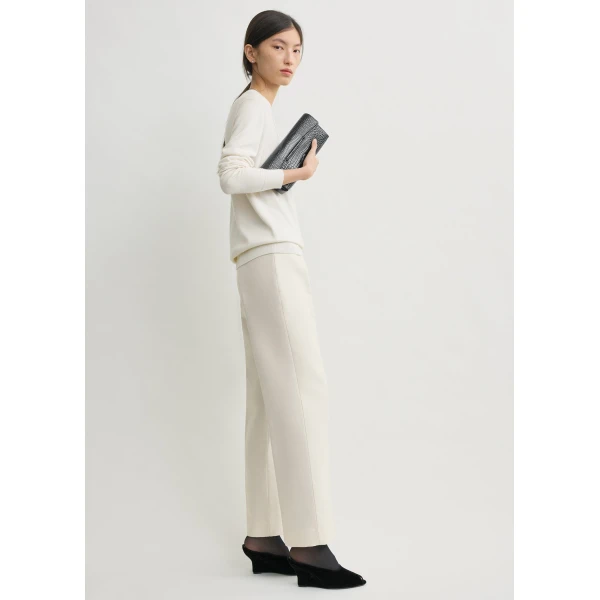Totême Slim evening trousers in Ecru - Pants - Scandinavian Minimalist Luxury at Luxury Shoes 
