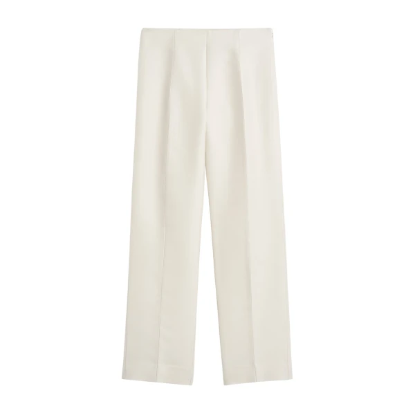 Totême Slim evening trousers in Ecru - Pants - Scandinavian Minimalist Luxury at Luxury Shoes 