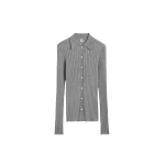 Totême Slim ribbed shirt in Grey melange - Knitwear - Scandinavian Minimalist Luxury at Luxury Shoes 