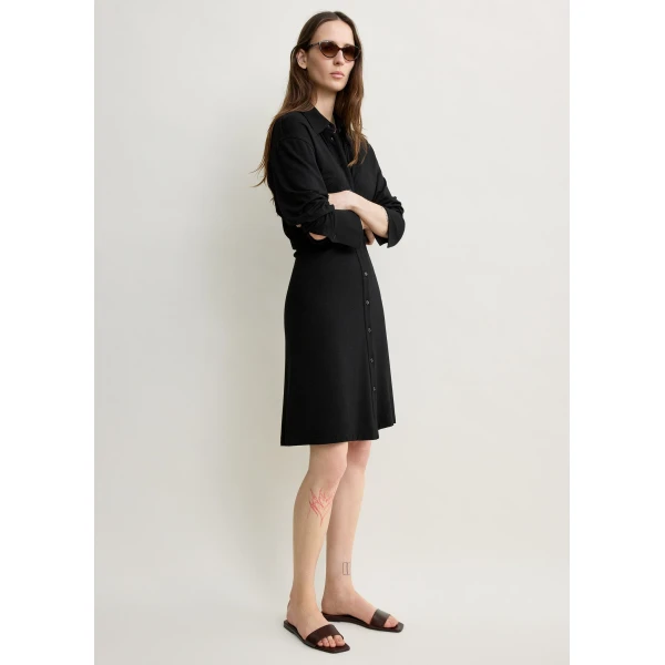 Totême Slouch jersey shirtdress in Black - Dresses - Scandinavian Minimalist Luxury at Luxury Shoes 