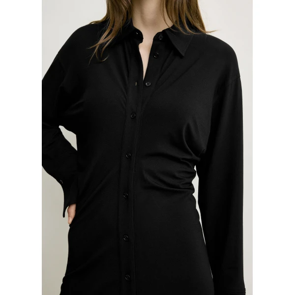 Totême Slouch jersey shirtdress in Black - Dresses - Scandinavian Minimalist Luxury at Luxury Shoes 