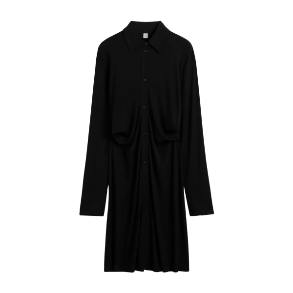 Totême Slouch jersey shirtdress in Black - Dresses - Scandinavian Minimalist Luxury at Luxury Shoes 