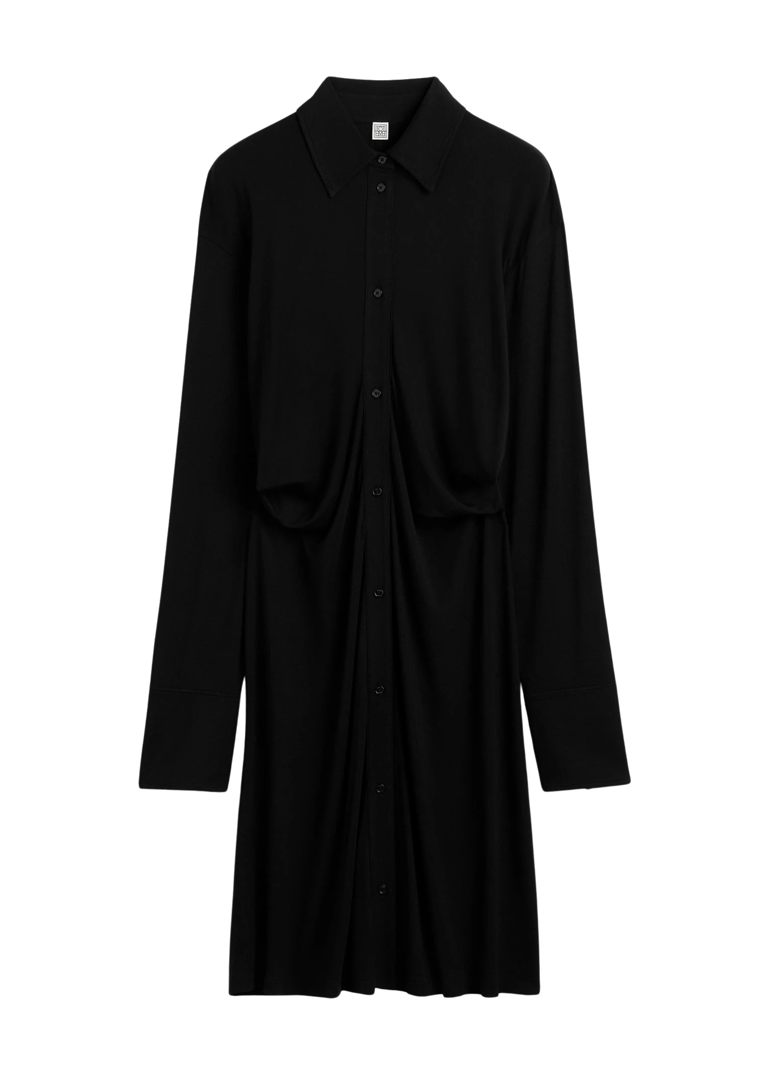 Toteme-Slouch-jersey-shirtdress-in-Black79937_nobg Totême Slouch jersey shirtdress in Black - Dresses - Scandinavian Minimalist Luxury at Luxury Shoes