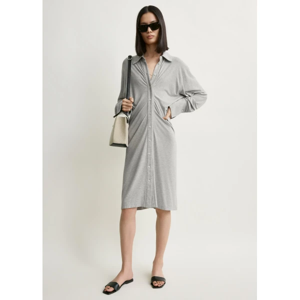 Totême Slouch jersey shirtdress pale grey mélange in Pale grey melange - Dresses - Scandinavian Minimalist Luxury at Luxury Shoes 