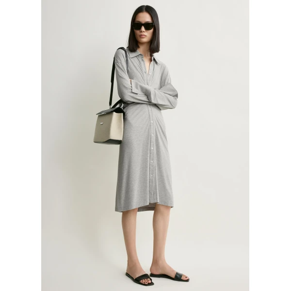 Totême Slouch jersey shirtdress pale grey mélange in Pale grey melange - Dresses - Scandinavian Minimalist Luxury at Luxury Shoes 