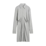 Totême Slouch jersey shirtdress pale grey mélange in Pale grey melange - Dresses - Scandinavian Minimalist Luxury at Luxury Shoes 