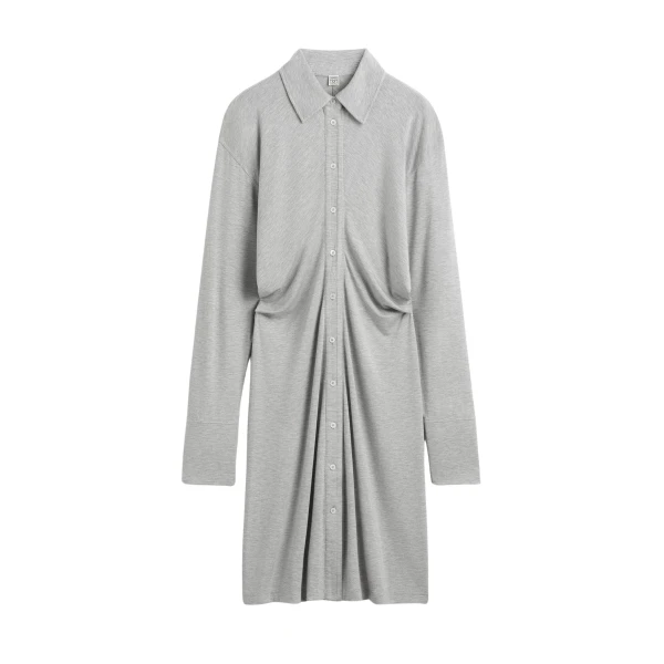 Totême Slouch jersey shirtdress pale grey mélange in Pale grey melange - Dresses - Scandinavian Minimalist Luxury at Luxury Shoes 