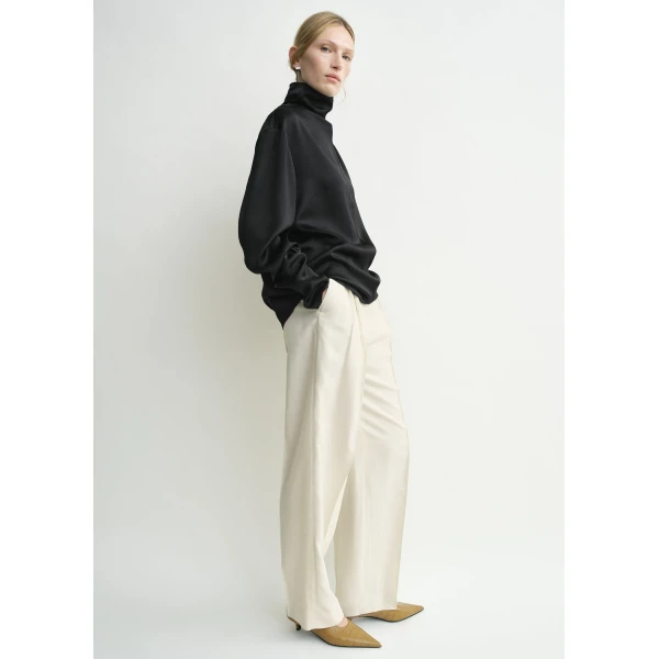 Totême Slouch-neck blouse in Black - Tops - Scandinavian Minimalist Luxury at Luxury Shoes 