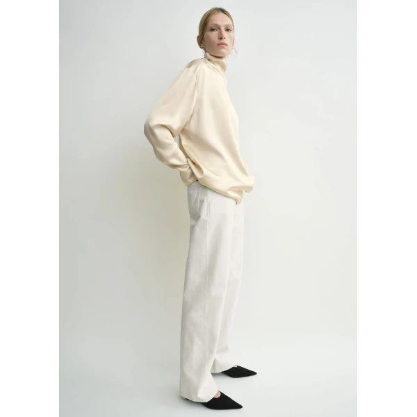 Totême Slouch-neck blouse in Ecru - Tops - Scandinavian Minimalist Luxury at Luxury Shoes 