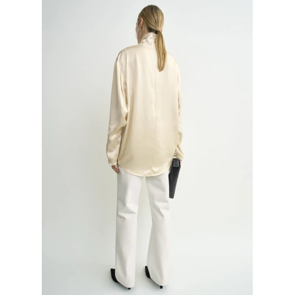 Totême Slouch-neck blouse in Ecru - Tops - Scandinavian Minimalist Luxury at Luxury Shoes 
