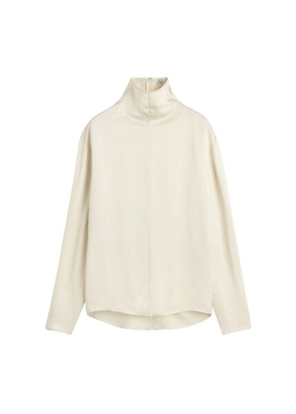 Totême Slouch-neck blouse in Ecru - Tops - Scandinavian Minimalist Luxury at Luxury Shoes 