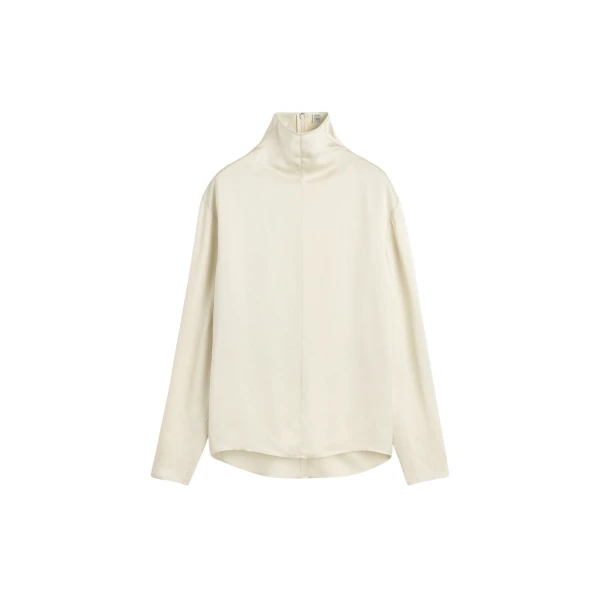 Totême Slouch-neck blouse in Ecru - Tops - Scandinavian Minimalist Luxury at Luxury Shoes 