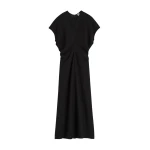 Totême Slouch waist crinkled dress in Black - Dresses - Scandinavian Minimalist Luxury at Luxury Shoes 