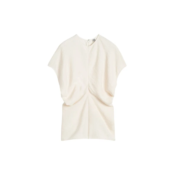 Totême Slouch waist crinkled top in Cream - Tops - Scandinavian Minimalist Luxury at Luxury Shoes 