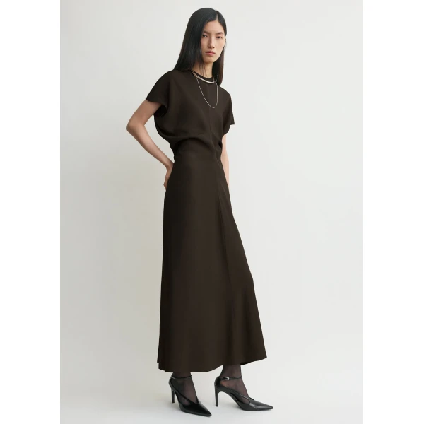 Totême Slouch waist dress in Bark - Dresses - Scandinavian Minimalist Luxury at Luxury Shoes 