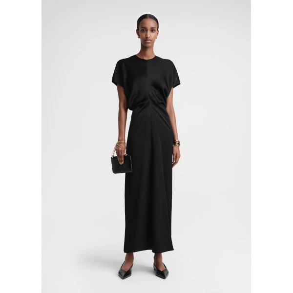 Totême Slouch waist dress in Black - Dresses - Scandinavian Minimalist Luxury at Luxury Shoes 