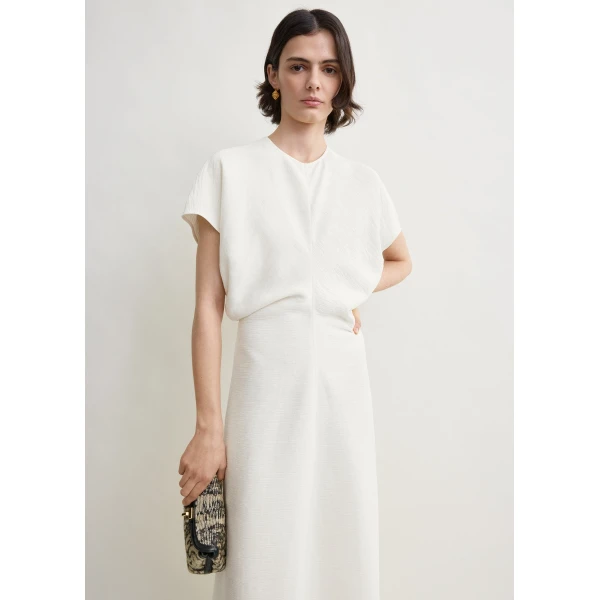 Totême Slouch waist dress in Off-white - Dresses - Scandinavian Minimalist Luxury at Luxury Shoes 