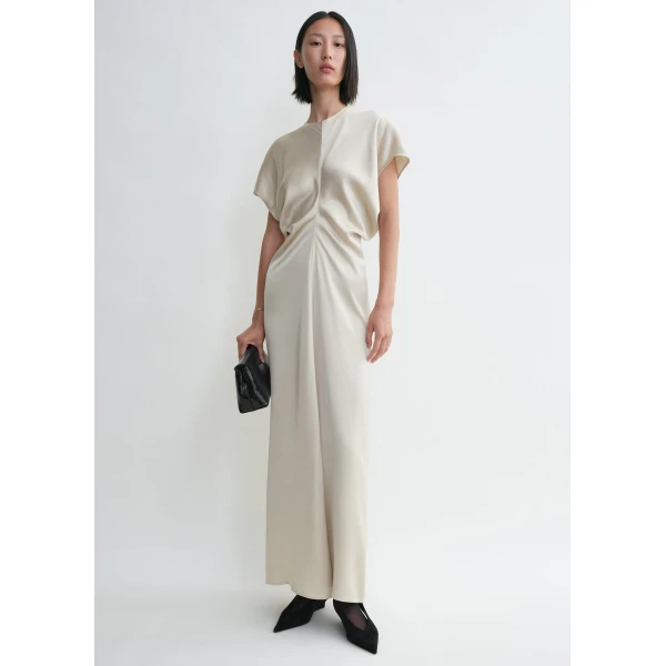 Totême Slouch waist dress in Pearl - Dresses - Scandinavian Minimalist Luxury at Luxury Shoes 