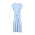 Totême Slouch waist dress in Sky - Dresses - Scandinavian Minimalist Luxury at Luxury Shoes 