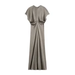Totême Slouch waist dress in Taupe - Dresses - Scandinavian Minimalist Luxury at Luxury Shoes 