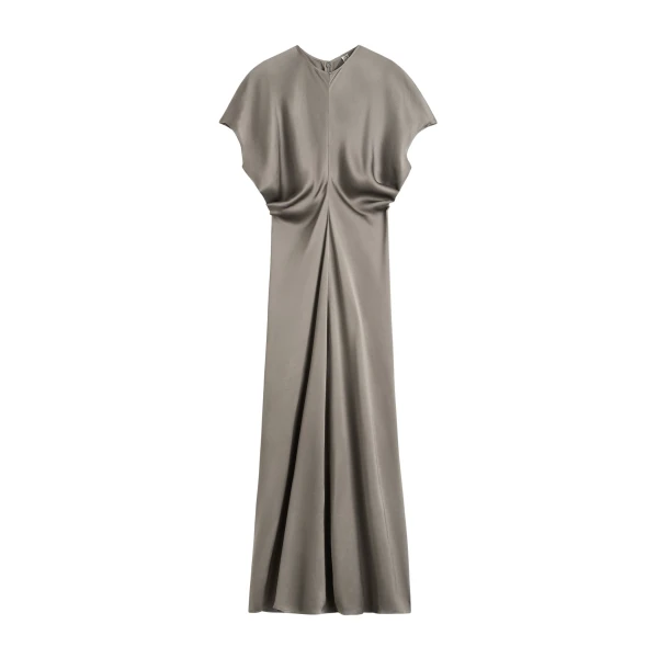 Totême Slouch waist dress in Taupe - Dresses - Scandinavian Minimalist Luxury at Luxury Shoes 