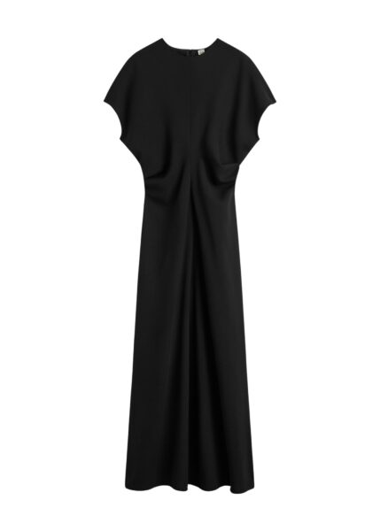Totême Slouch waist wool dress in Black - Dresses - Scandinavian Minimalist Luxury at Luxury Shoes 
