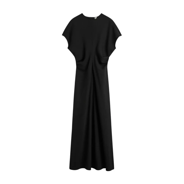 Totême Slouch waist wool dress in Black - Dresses - Scandinavian Minimalist Luxury at Luxury Shoes 