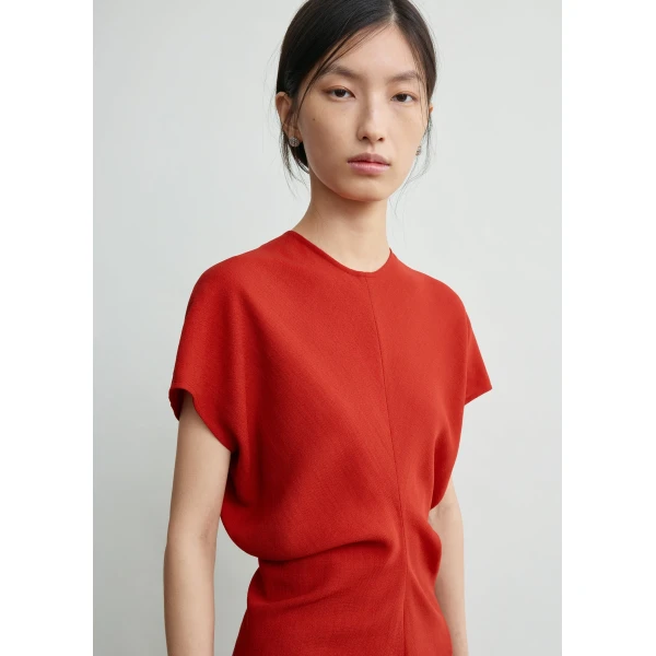 Totême Slouch waist wool dress in Poppy - Dresses - Scandinavian Minimalist Luxury at Luxury Shoes 
