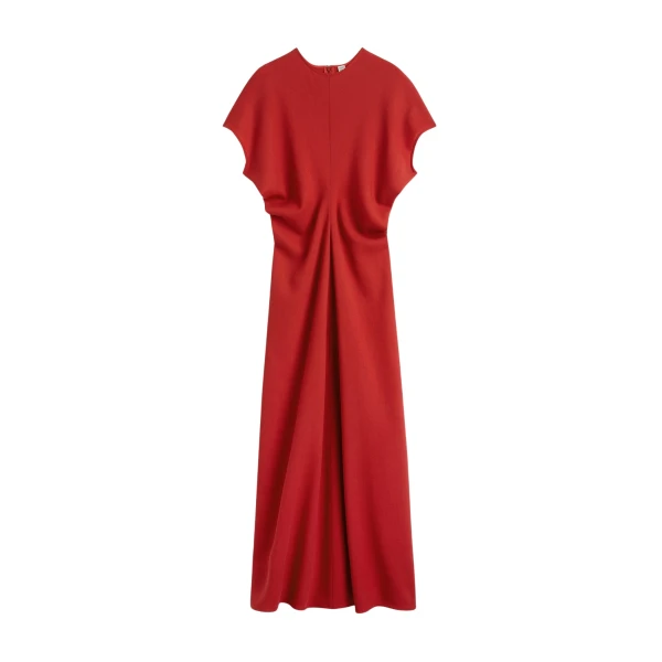 Totême Slouch waist wool dress in Poppy - Dresses - Scandinavian Minimalist Luxury at Luxury Shoes 